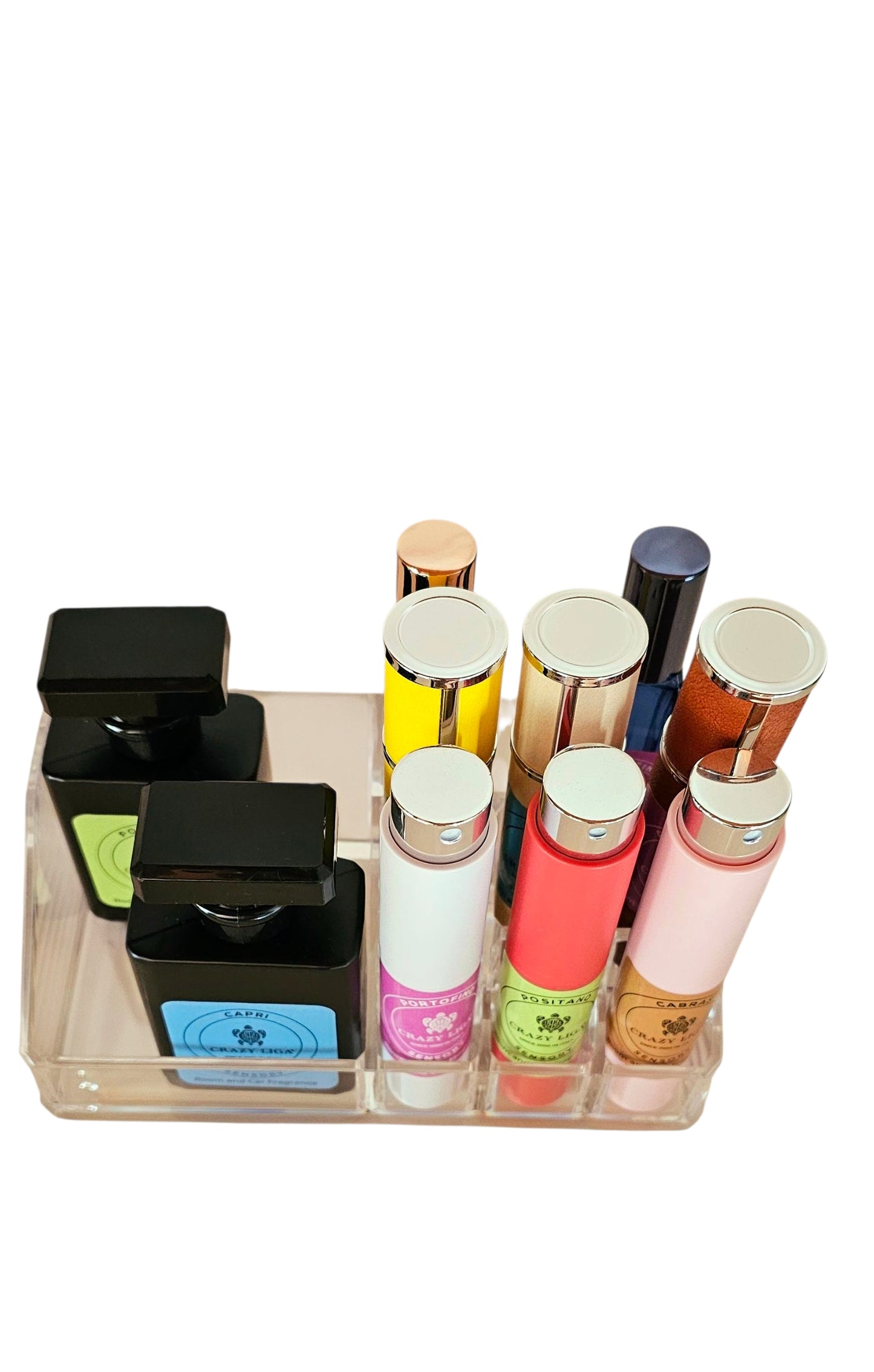 Box contenente 10 Fragranze assortite in dispenser con espositore plexiglas