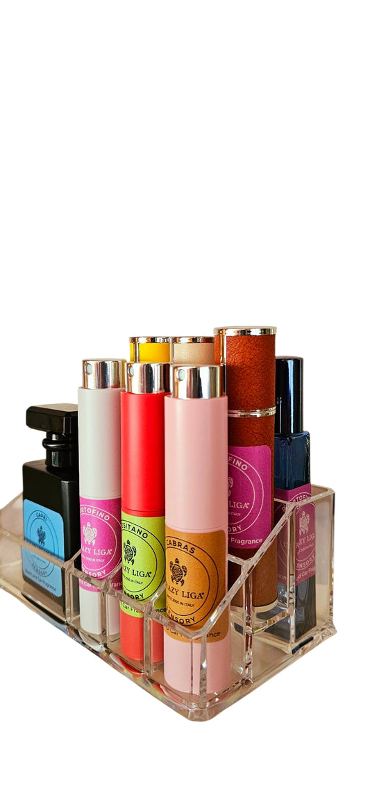 Box contenente 10 Fragranze assortite in dispenser con espositore plexiglas