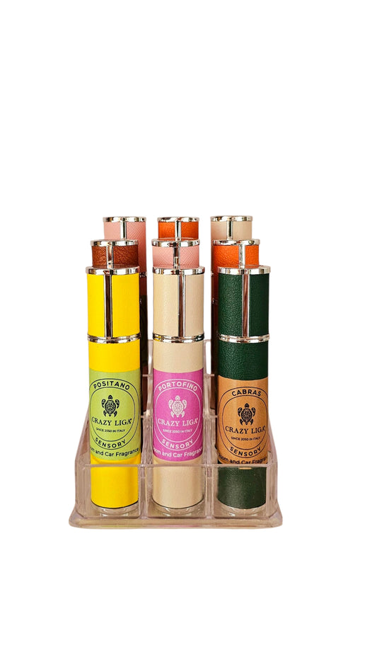 Box 9 Fragranze elegant assortite atomizzatore 10ml. in espositore plexiglas