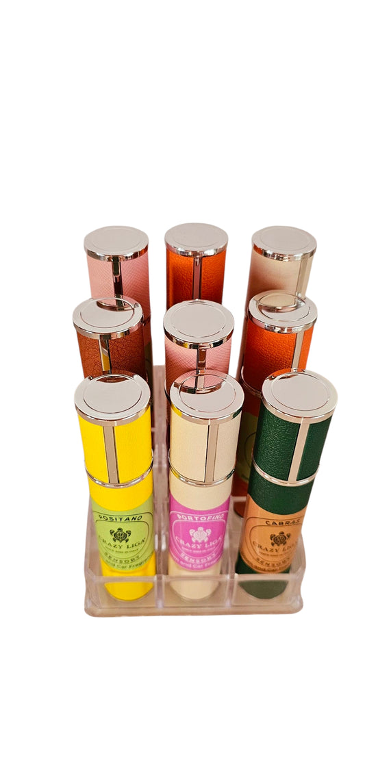 Box 9 Fragranze elegant assortite atomizzatore 10ml. in espositore plexiglas